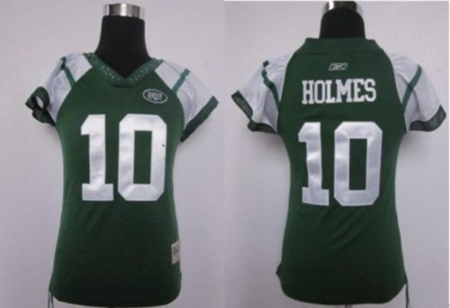Jets #10 Santonio Holmes Green Women's Field Flirt Stitched NFL Jersey